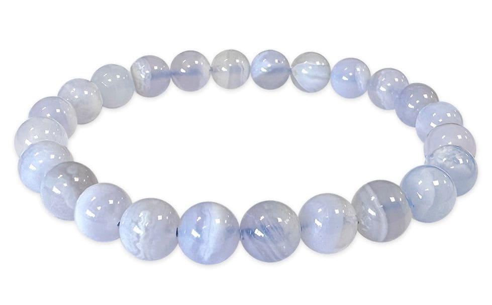 Bracelet Calcédoine Bleue Rubanée AA perles 8-9mm chez Arabesk