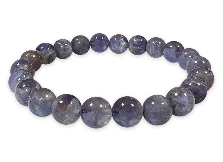 Bracelet Cordiérite Lolite AAA perles 7.5-8.5mm chez Arabesk