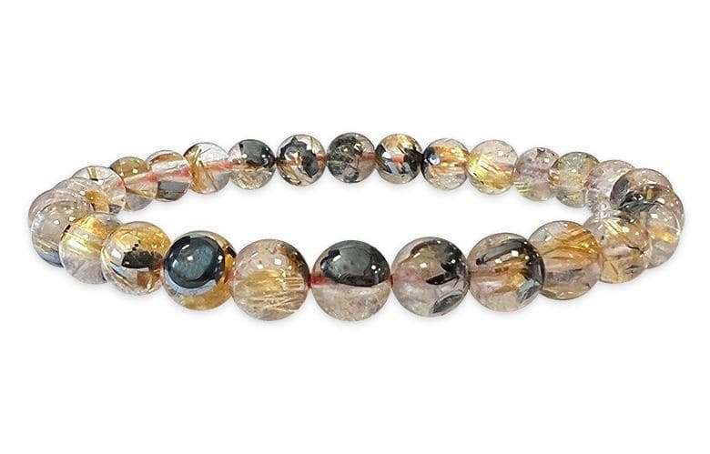 Bracelet Cristal de Roche Rutile Hematite AAA perles 5.5-6.5mm chez Arabesk