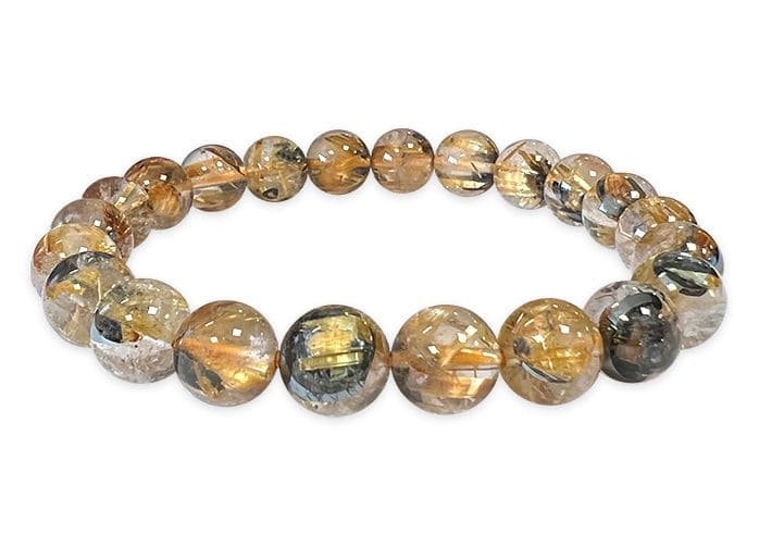 Bracelet Cristal de Roche Rutile Hematite AAA perles 7.5-8.5mm chez Arabesk