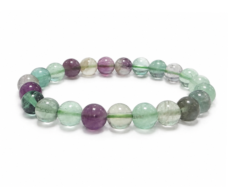 Bracelet Fluorite Multicolore A perles 8mm chez Arabesk