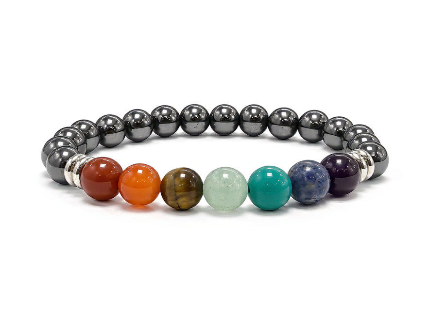 Bracelet Hématite A 7 Chakras perles 8mm chez Arabesk