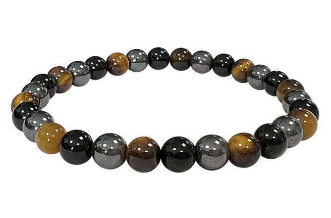 Bracelet Hématite Œil de Tigre Obsidienne Noire Qualité A Perles 6mm chez Arabesk