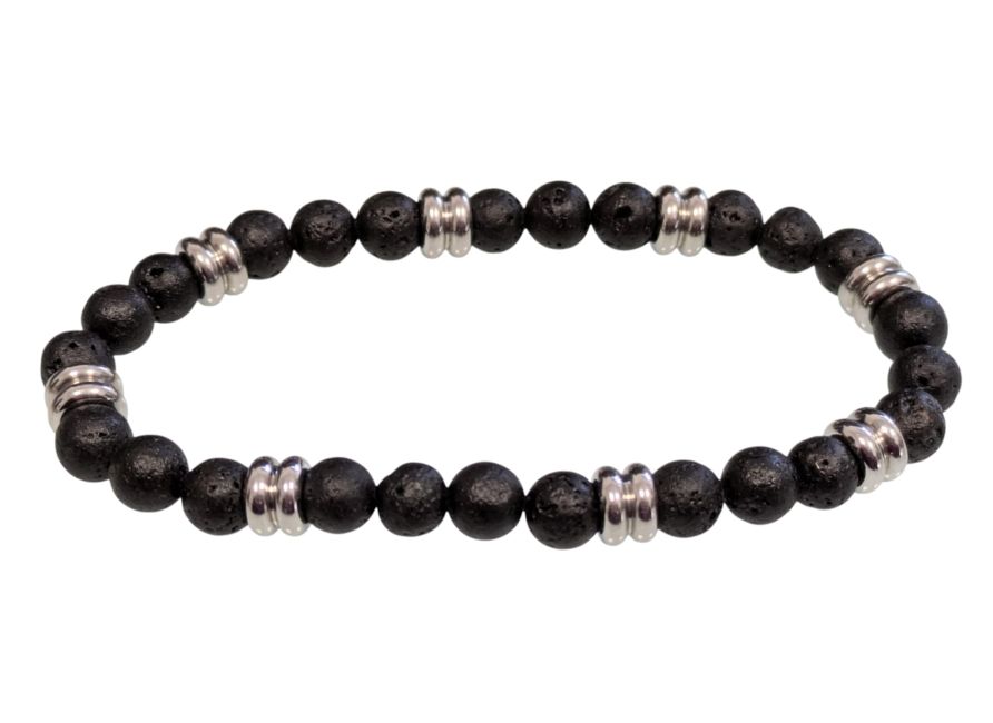Bracelet Pierre de Lave & Charms AB perles 6mm chez Arabesk
