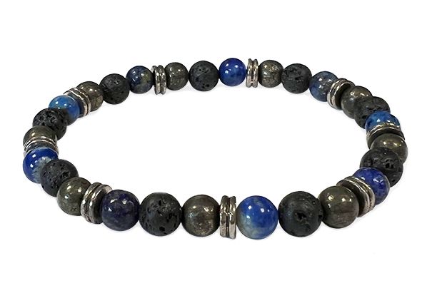 Bracelet Lapis Lazuli, Pierre de Lave, Charms A perles 6mm chez Arabesk
