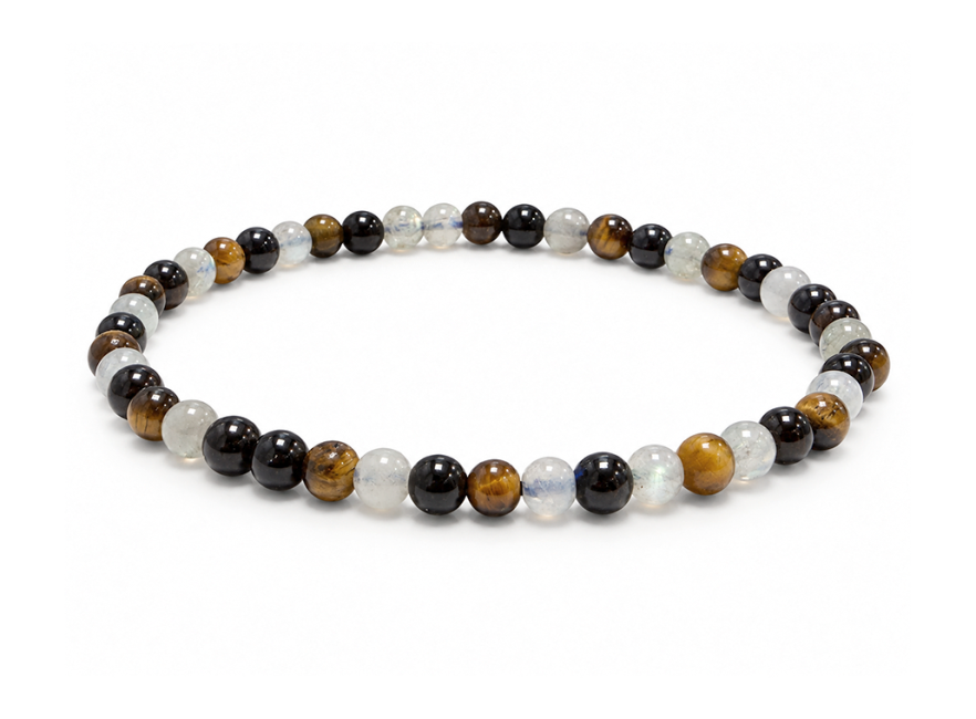 Náramek Labradorit Tygří oko Černý obsidián Korálky 4-5 mm chez Arabesk