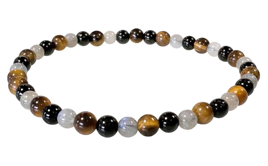 Bracelet Labradorite Oeil de tigre Tourmaline A perles 4mm chez Arabesk