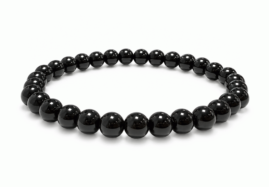 Náramek z černého obsidiánu A korálky 6 mm chez Arabesk