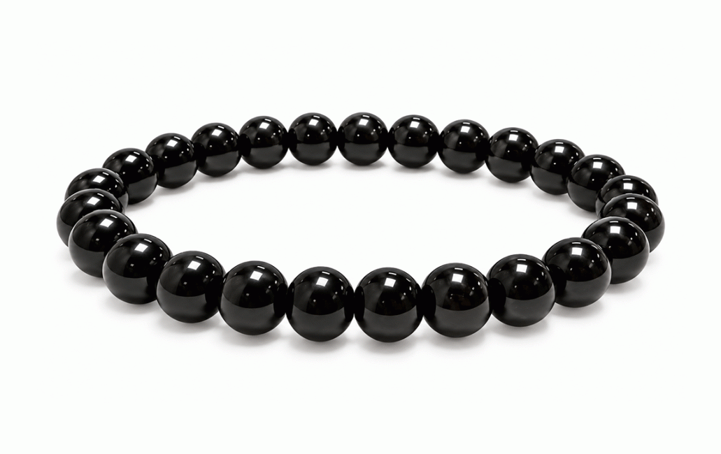 Náramek Černý Obsidián A s korálky 8mm chez Arabesk