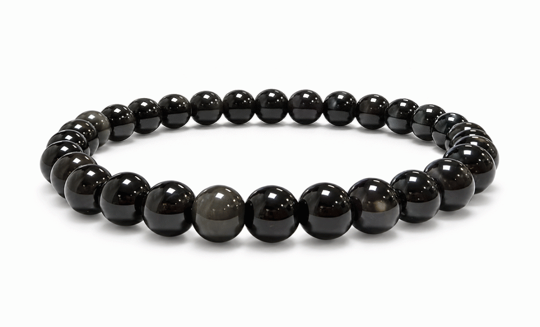 Náramek Obsidián Rainbow Nebeské oko s korálky 6mm chez Arabesk