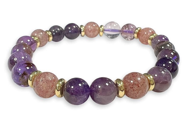 Bracelet Super Seven & Gold A perles 8mm chez Arabesk