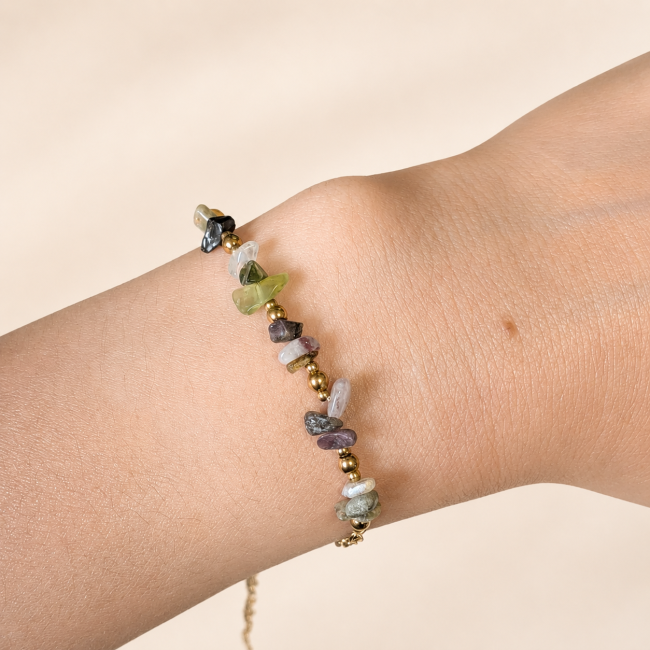 Bracelet Énergie en Tourmaline Multicolore A – Éclats de Pierre chez Arabesk