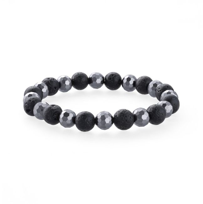 Bracelet Hématite facettée & Pierre de Lave A perles 8mm chez Arabesk|cz