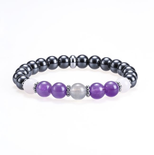 Bracelet Hématite, Améthyste, Quartz Rose, Labradorite perles 8 mm chez Arabesk