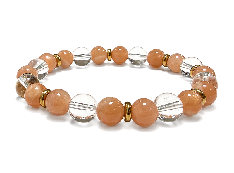 Bracelet Cristal de Roche & Pierre de Soleil AA perles 8mm chez Arabesk|cz