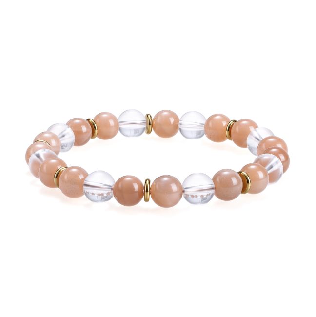 Bracelet Cristal de Roche & Pierre de Soleil AA perles 8mm chez Arabesk