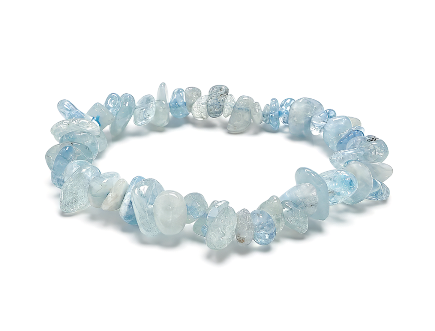 Bracelet Chips Aigue Marine AA 5-8mm chez Arabesk