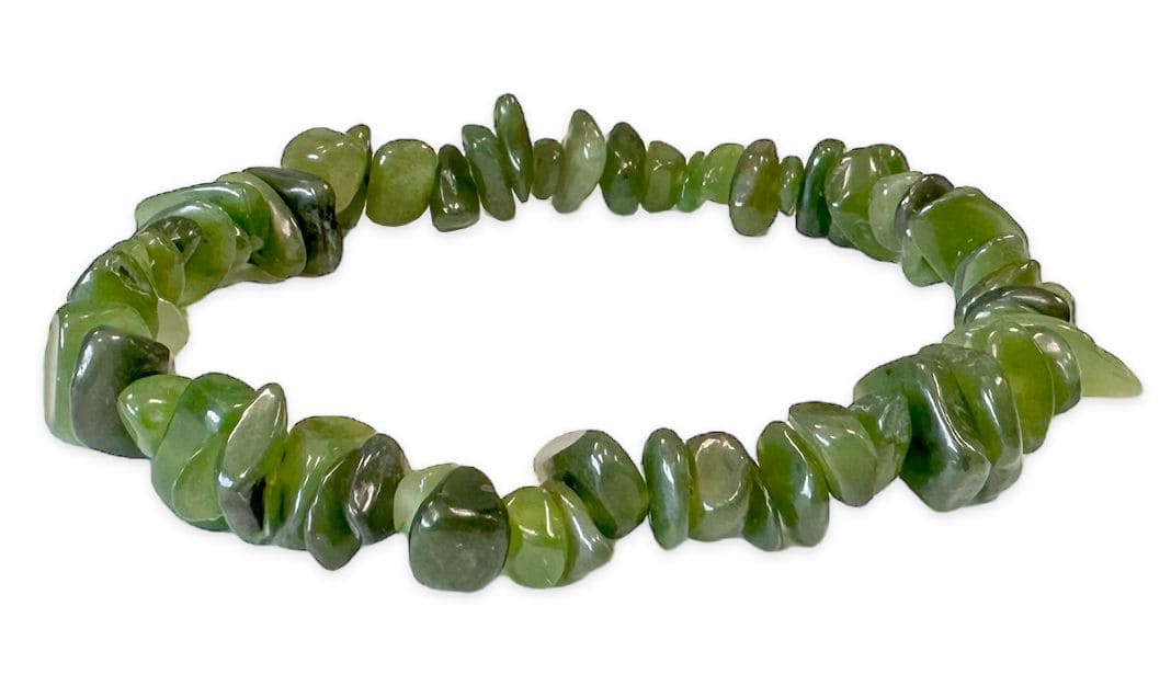 Bracelet chips Jade Néphrite Canada AA 5-8mm chez Arabesk