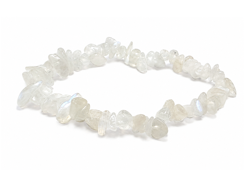 Bracelet Chips en Pierre de Lune Blanche Péristérite AA 5-8mm chez Arabesk