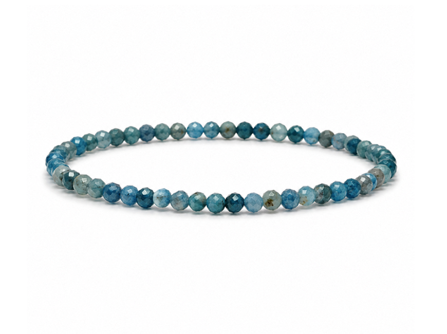 Bracelet en Apatite Bleue Facettée A – Perles 3 mm chez Arabesk