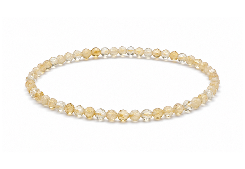 Bracelet en Citrine Naturelle Facettée AA – Perles 3 mm chez Arabesk
