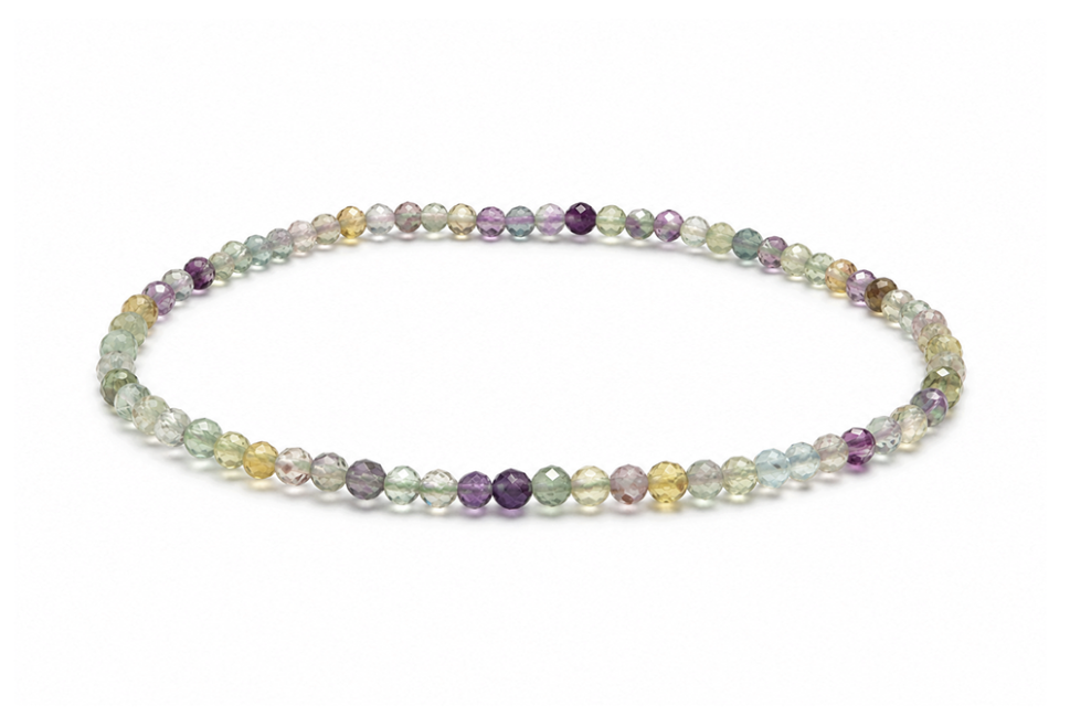 Bracelet en Fluorite Multicolore Facettée AA – Perles 3 mm chez Arabesk