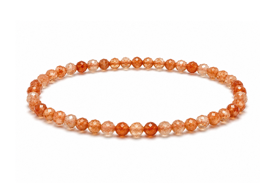 Bracelet en Pierre de Soleil Facettée AA – Perles 3 mm chez Arabesk