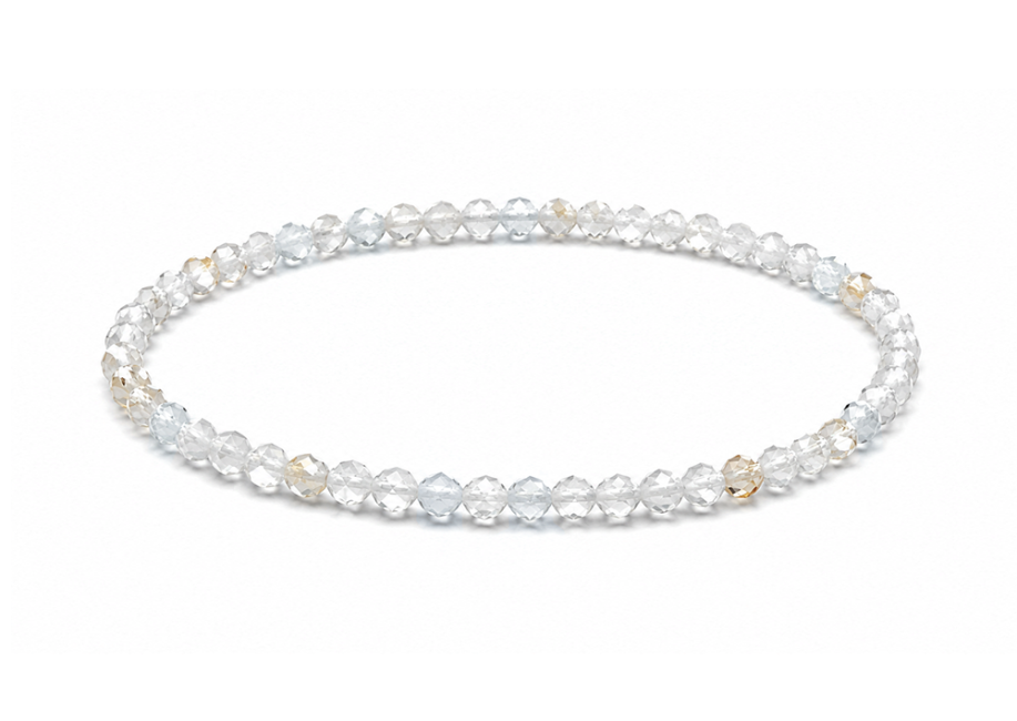 Bracelet en Topaze Blanche Facettée AA – Perles 3 mm chez Arabesk