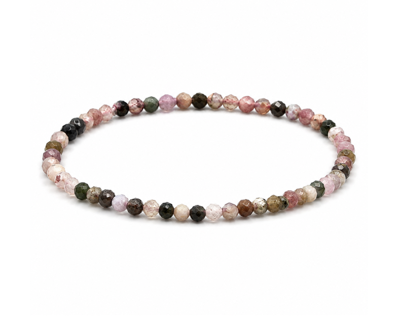 Bracelet en Tourmaline Multicolore Facettée A – Perles 3 mm chez Arabesk