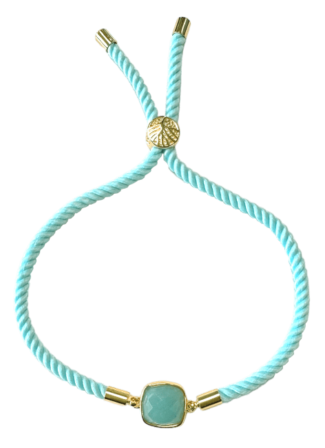 Bracelet Corde Laiton Amazonite Carré Facetté 11mm chez Arabesk|cz
