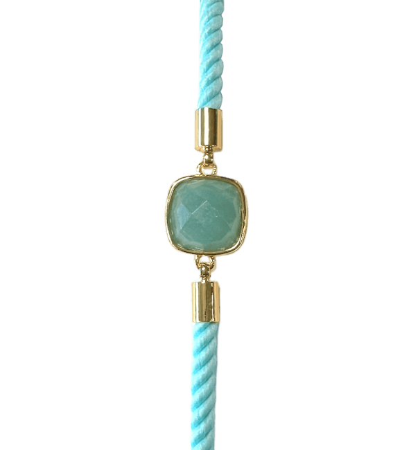 Bracelet Corde Laiton Amazonite Carré Facetté 11mm chez Arabesk