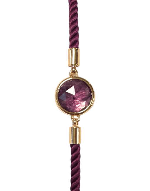 Bracelet Corde Laiton Amethyste Rond Facetté 12mm chez Arabesk