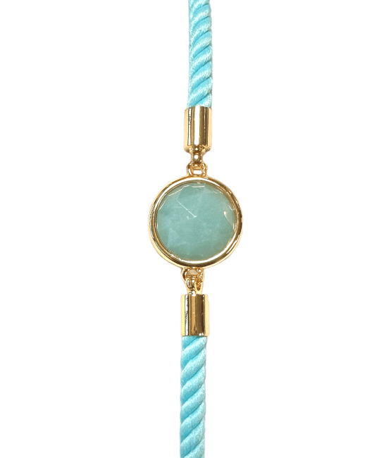 Bracelet Corde Laiton Amazonite Rond Facetté 12mm chez Arabesk