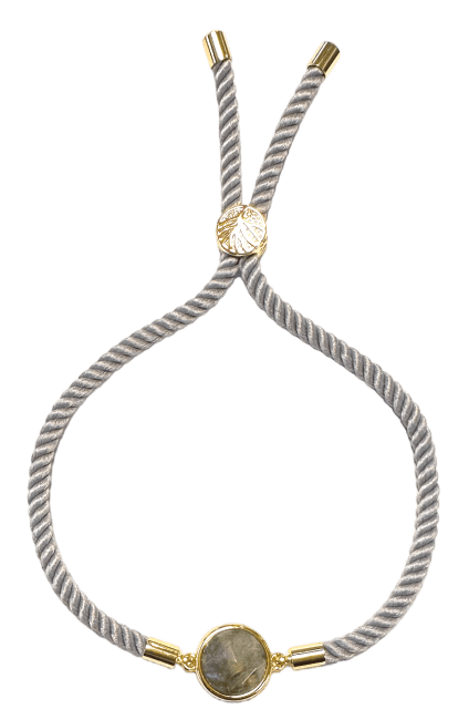 Bracelet Corde Laiton Labradorite Rond Facetté 12mm chez Arabesk|cz