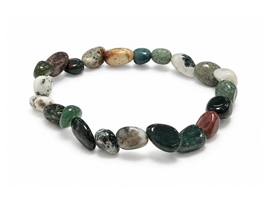 Bracelet Pierres Roulées Agate Mousse A 6-8 mm chez Arabesk