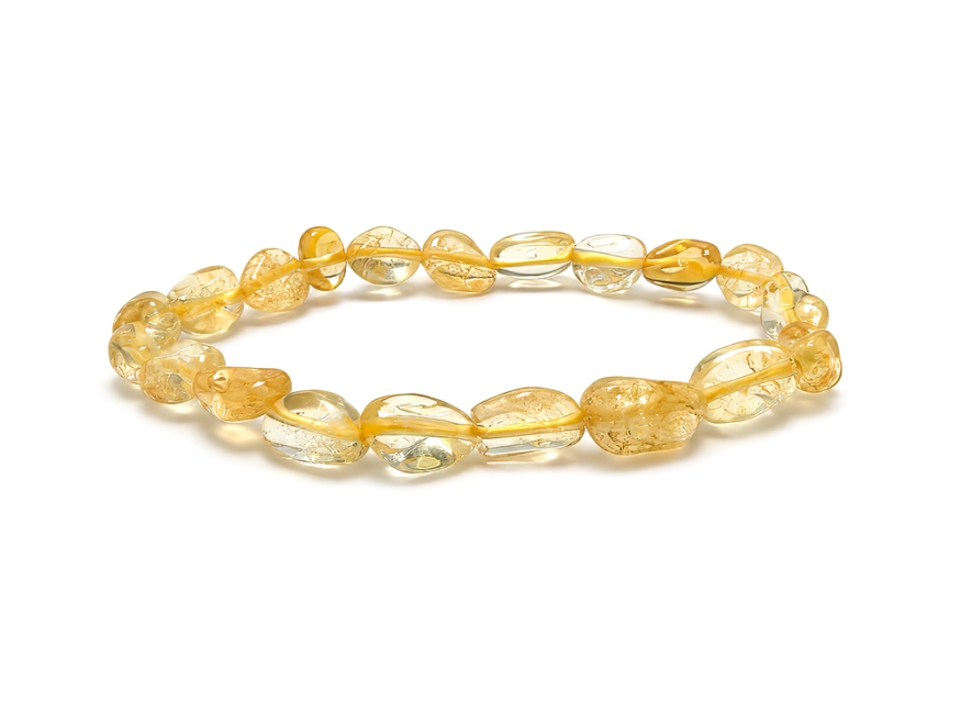 Bracelet Pierres Roulées Citrine Naturelle A+ 6-8 mm chez Arabesk