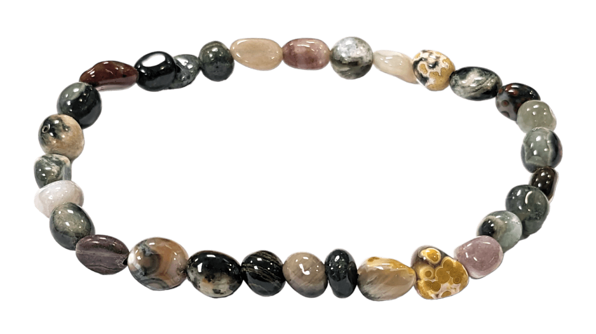 Bracelet Jaspe océan A+ pierres roulées chez Arabesk
