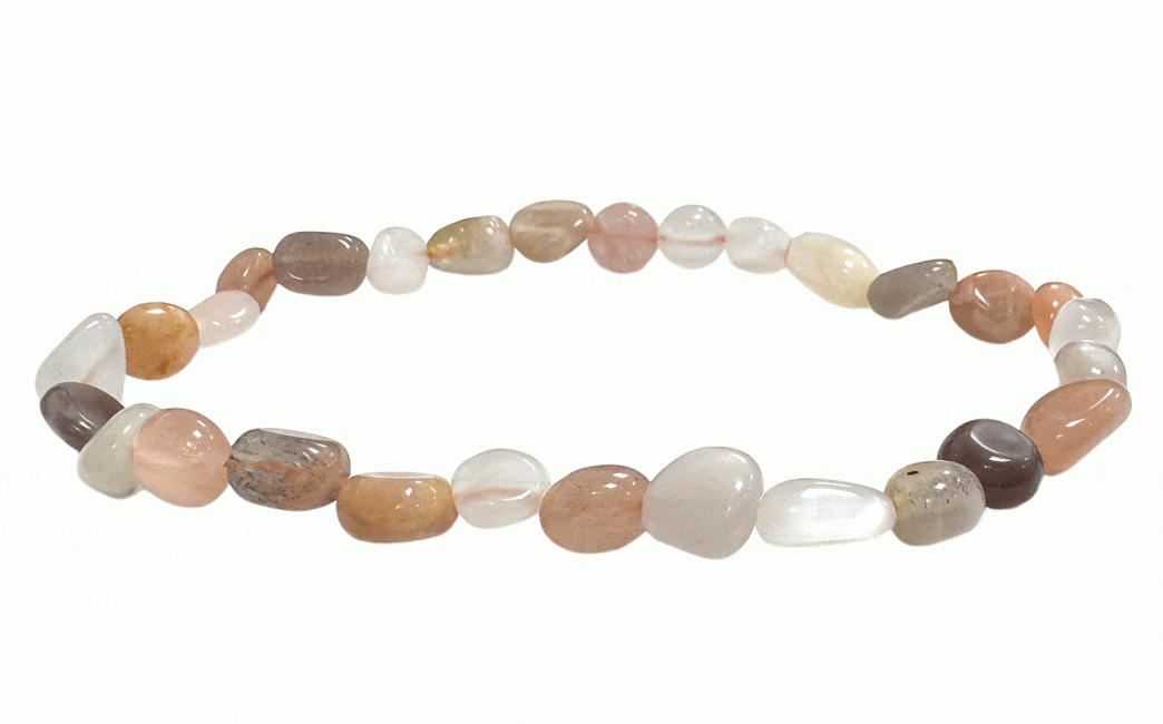 Bracelet pierres roulées Pierre de Lune Multicolore A 5-8mm chez Arabesk