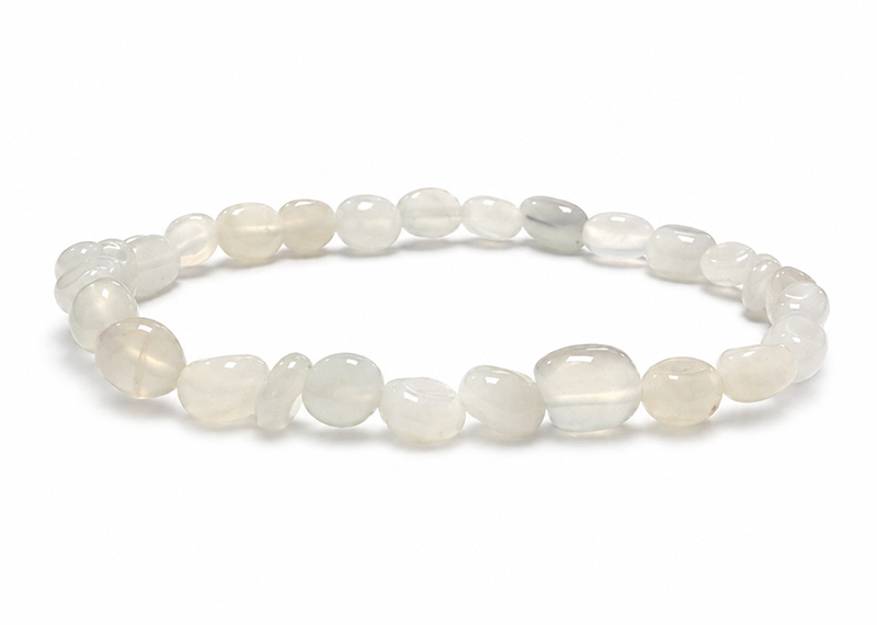 Bracelet Pierres Roulées Pierre de Lune Blanche A 6-8 mm chez Arabesk|cz