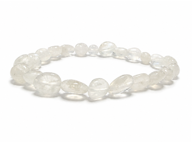 Bracelet Pierre de Lune Blanche Peristerite A+ pierres roulées chez Arabesk|cz