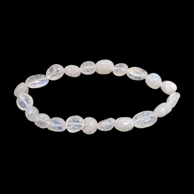 Bracelet Pierre de Lune Blanche Peristerite A+ pierres roulées chez Arabesk
