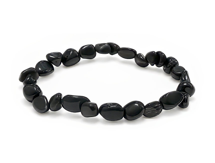 Bracelet Pierres Roulées Obsidienne Noire A 6-8 mm chez Arabesk