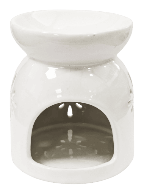 Brûleur Huile Céramique Blanc Ajouré 8.5cm chez Arabesk|cz