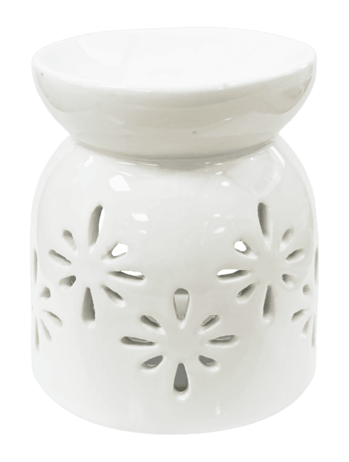 Brûleur Huile Céramique Blanc Ajouré 8.5cm chez Arabesk
