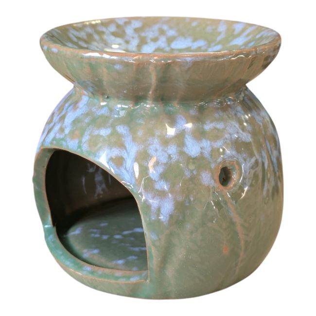 Brûleur à Huile en Céramique Verte à Nuances Multicolores chez Arabesk|cz