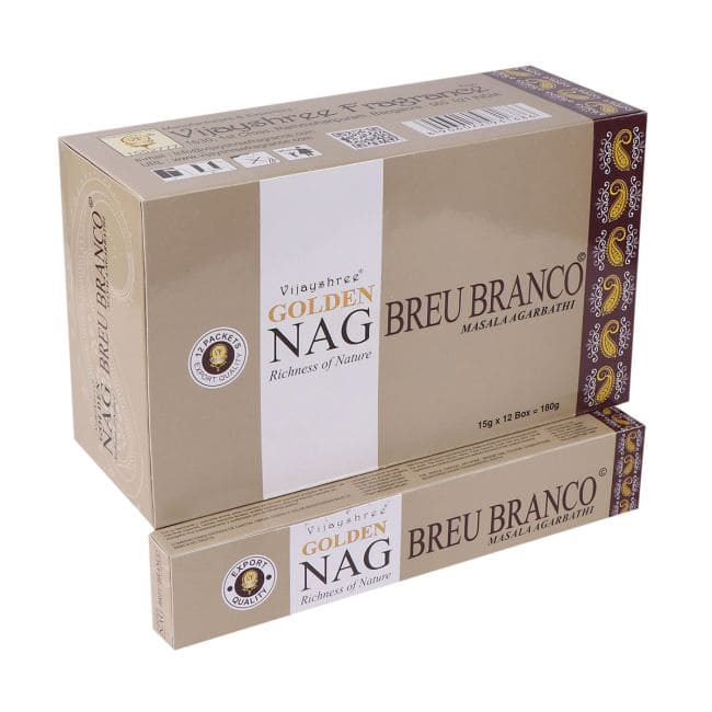 Encens Vijayshree Golden Nag Breu Branco 15g chez Arabesk