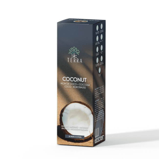 Encens TERRA Noix de Coco sans charbon 12grs chez Arabesk