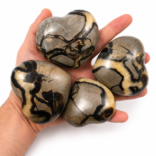 Lot de 4 Coeurs de Septaria  1080 Gr chez Arabesk