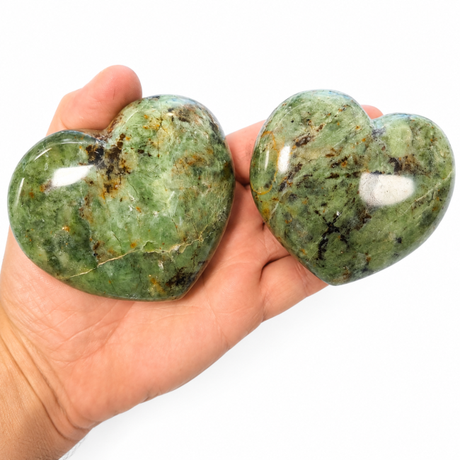 Lot de 2 Cœurs en serpentine polie 0.620kg chez Arabesk