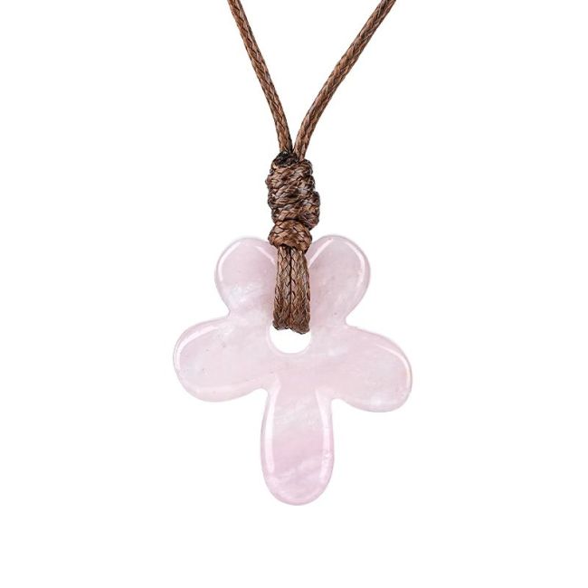 Collier Fleur Quartz Rose A chez Arabesk